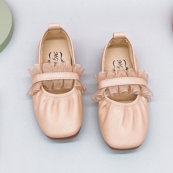 

Toddler Girls Ruffle Decor Ruched Design Flats, Pink