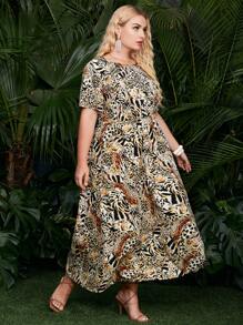 Vestidos Tallas Grandes Animal Elegante - Multicolor - Ver 3