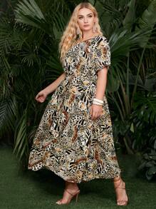 Vestidos Tallas Grandes Animal Elegante - Multicolor - Ver 4