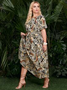 Vestidos Tallas Grandes Animal Elegante - Multicolor - Ver 5