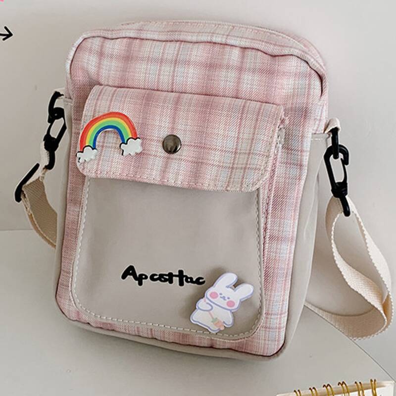 

Plaid Crossbody Bag, Pink