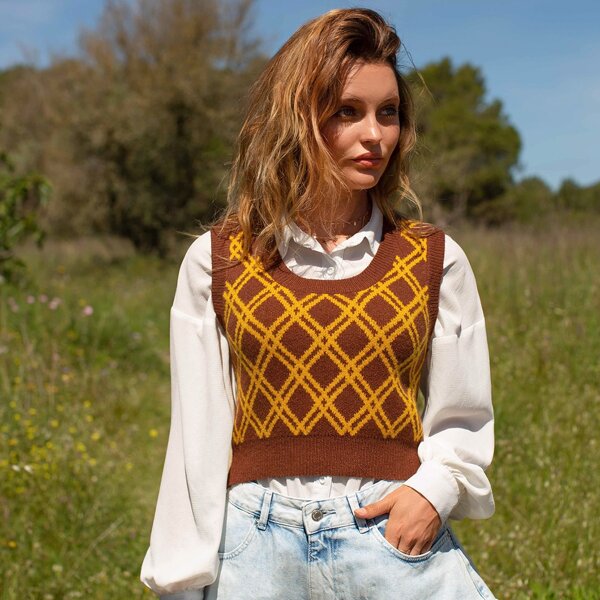 

Plaid Pattern Sweater Vest, Multicolor