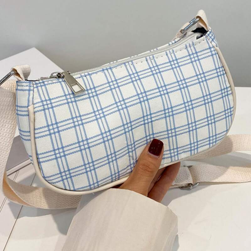 

Plaid Crossbody Bag, Blue