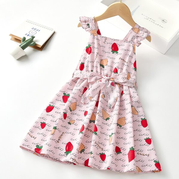 

Toddler Girls Strawberry Print Belted Dress, Multicolor