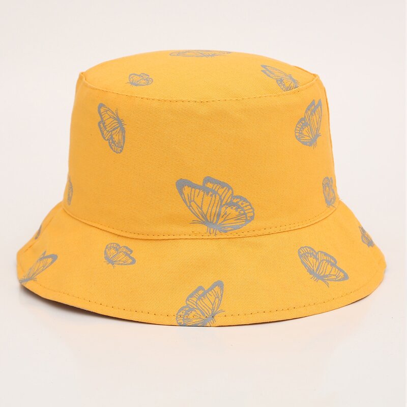 

Butterfly Pattern Bucket Hat, Mustard yellow
