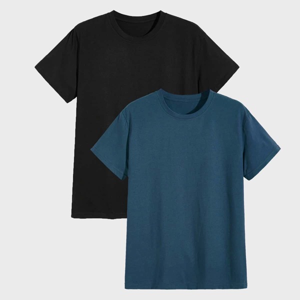 

Men 2Pcs Solid Tee, Multicolor
