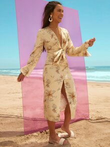 Lital Ofir Tie Front High Split Floral Dress - Multicolor - View 4