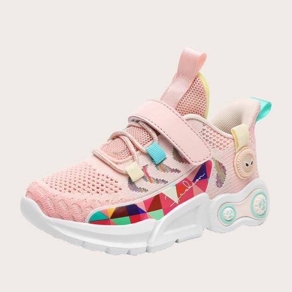 

Girls Color Block Velcro Strap Sneakers, Pink