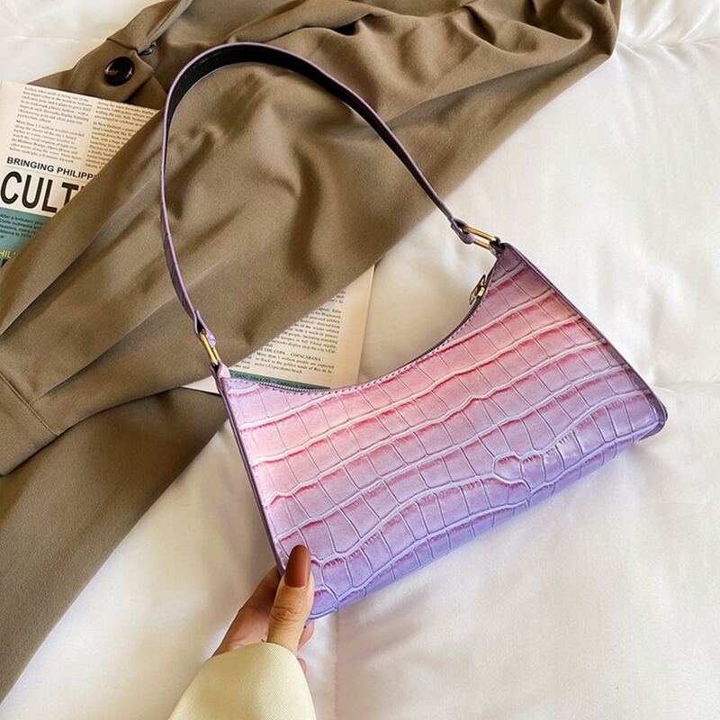 

Ombre Cartoon Embossed Baguette Bag, Purple