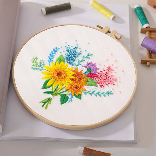 

1 комплект Вышивка крестиком с цветочным узором, Многоцветный