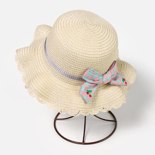 

Girls Bow Knot Decor Hat, Beige
