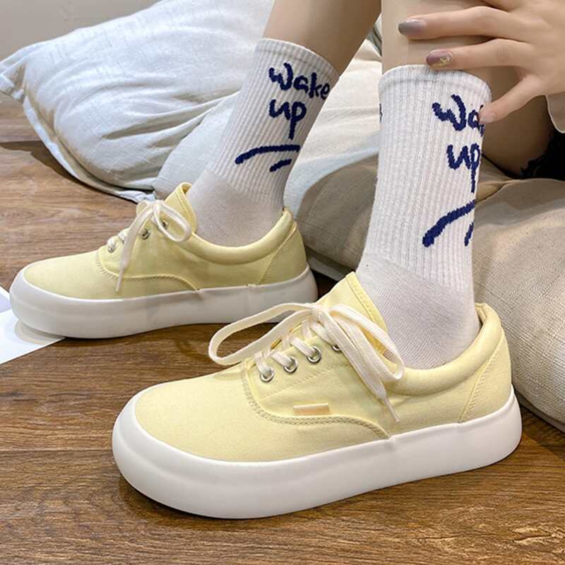 

Lace-up Front Canvas Shoes, Yellow