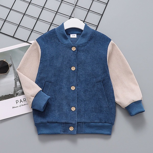 

Toddler Boys Corduroy Contrast Sleeve Jacket, Blue