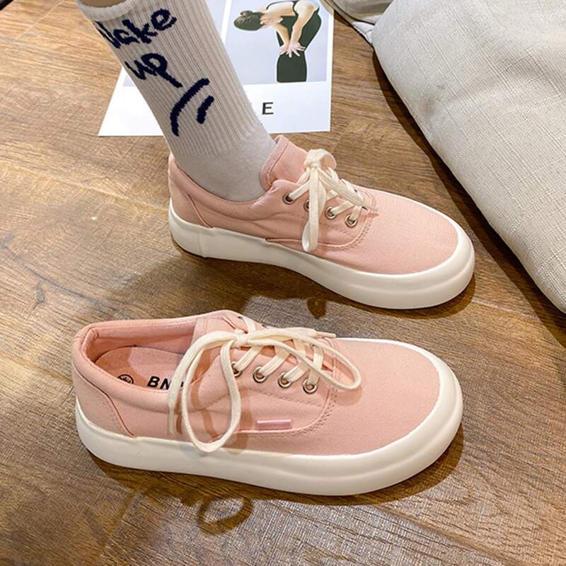 

Lace-up Front Canvas Shoes, Pink