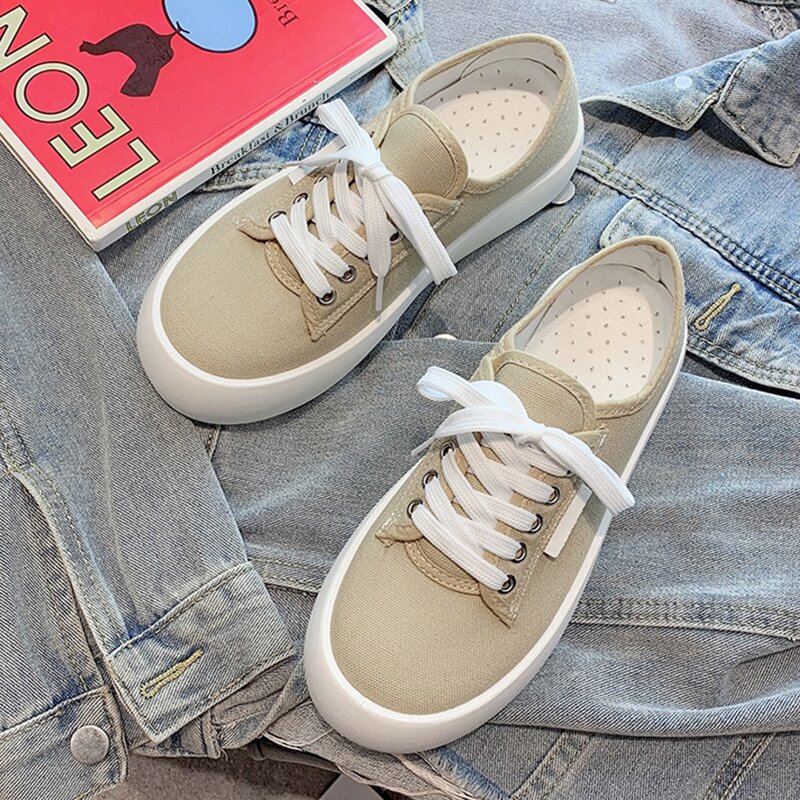

Lace-up Front Skate Shoes, Beige
