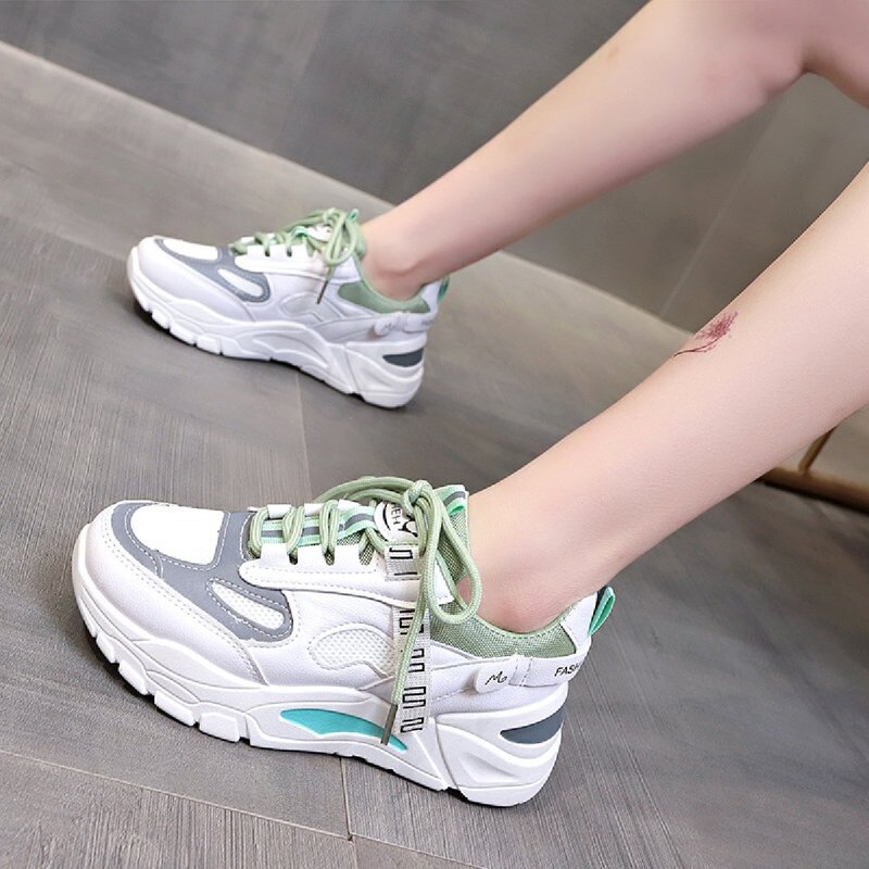

Lace-up Front Chunky Sneakers, Green