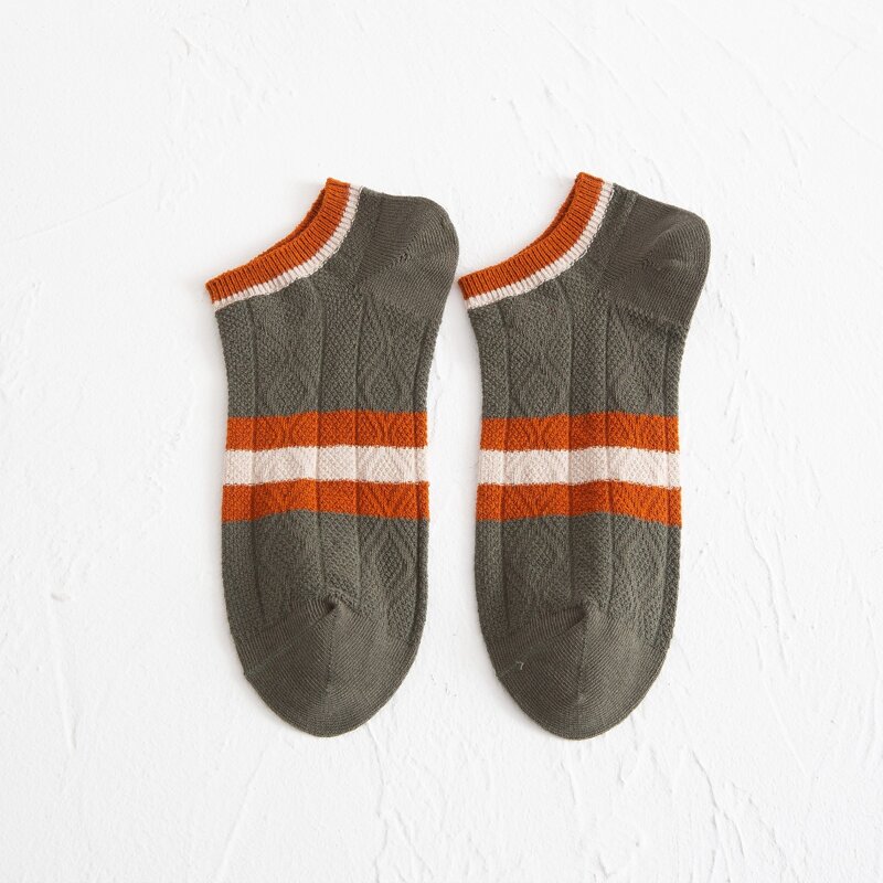

Guys Striped Ankle Socks, White