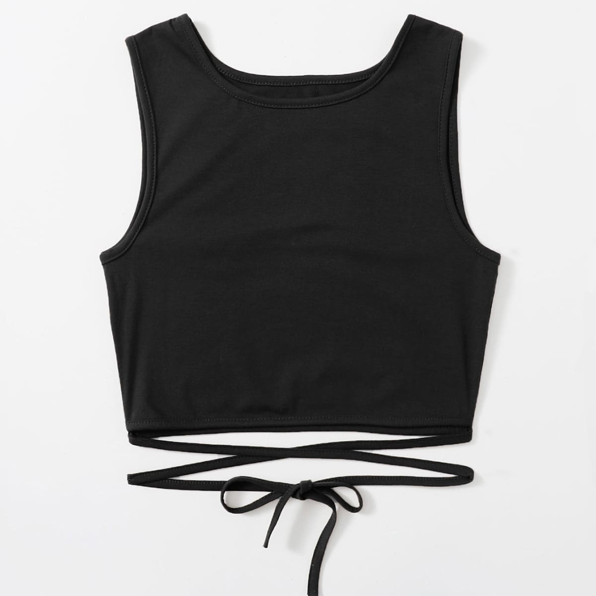 

Solid Criss Cross Tank Top, Black
