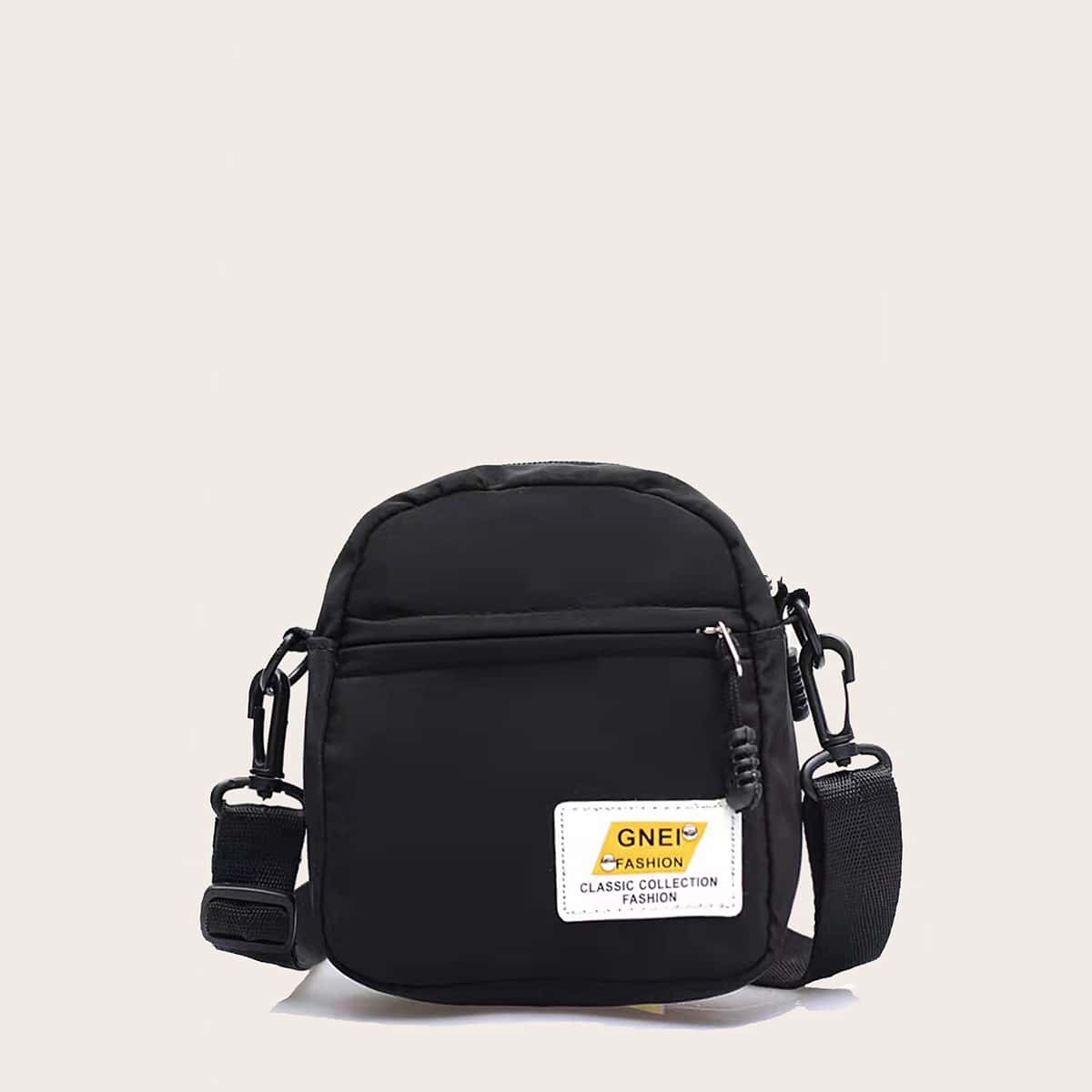 

Letter Patch Crossbody Bag, Black