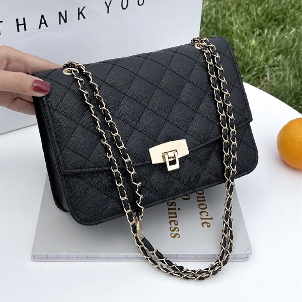 

Quilted Flap Shoulder Bag, Black