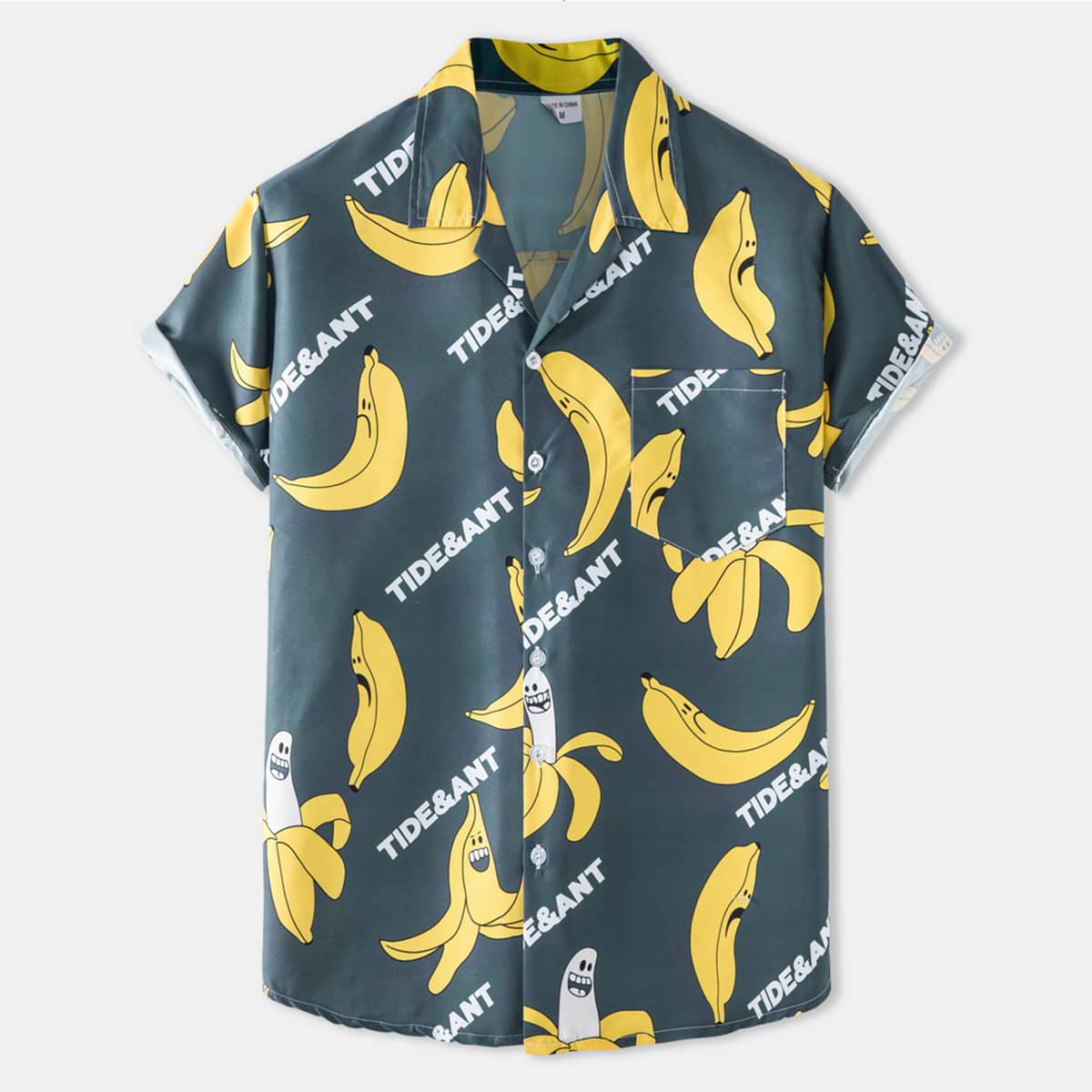 

Letter Banana Graphic Button Front Shirt, Multicolor