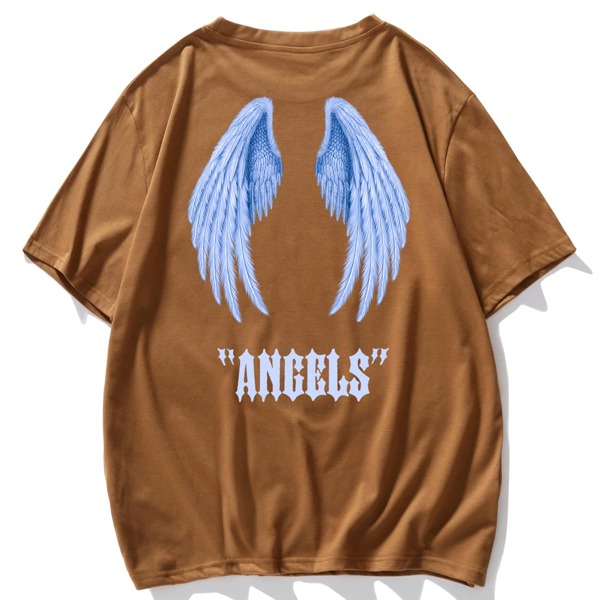 

Men Wing And Letter Graphic Tee, Coffee brown