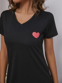 Đầm mặc nhà Tương phản ren Tim Giải trí - màu đen - Xem 4