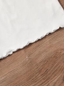 SHEIN Young Girl Solid Lettuce Trimed Tee - White - View 5