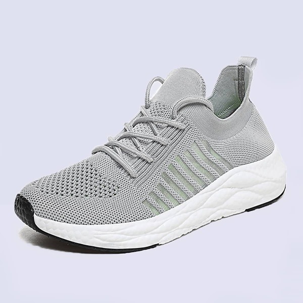

Men Lace Up Decor Knit Running Shoes, Grey