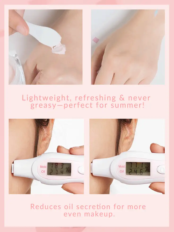 SHEGLAM Birthday Skin Primer Invisible Pore Color-Correcting Primer Hydrating Moisturizing Rose Essential Oil Lightweight Pink Face Primer Brand Beauty Makeup Face Paint Cosmetic For Women Girls Perfect For Winter Spring Ideal For Y2K Fancy Fashion Suitable For Birthday Gift Party Ready Best Color - Pink - View 4