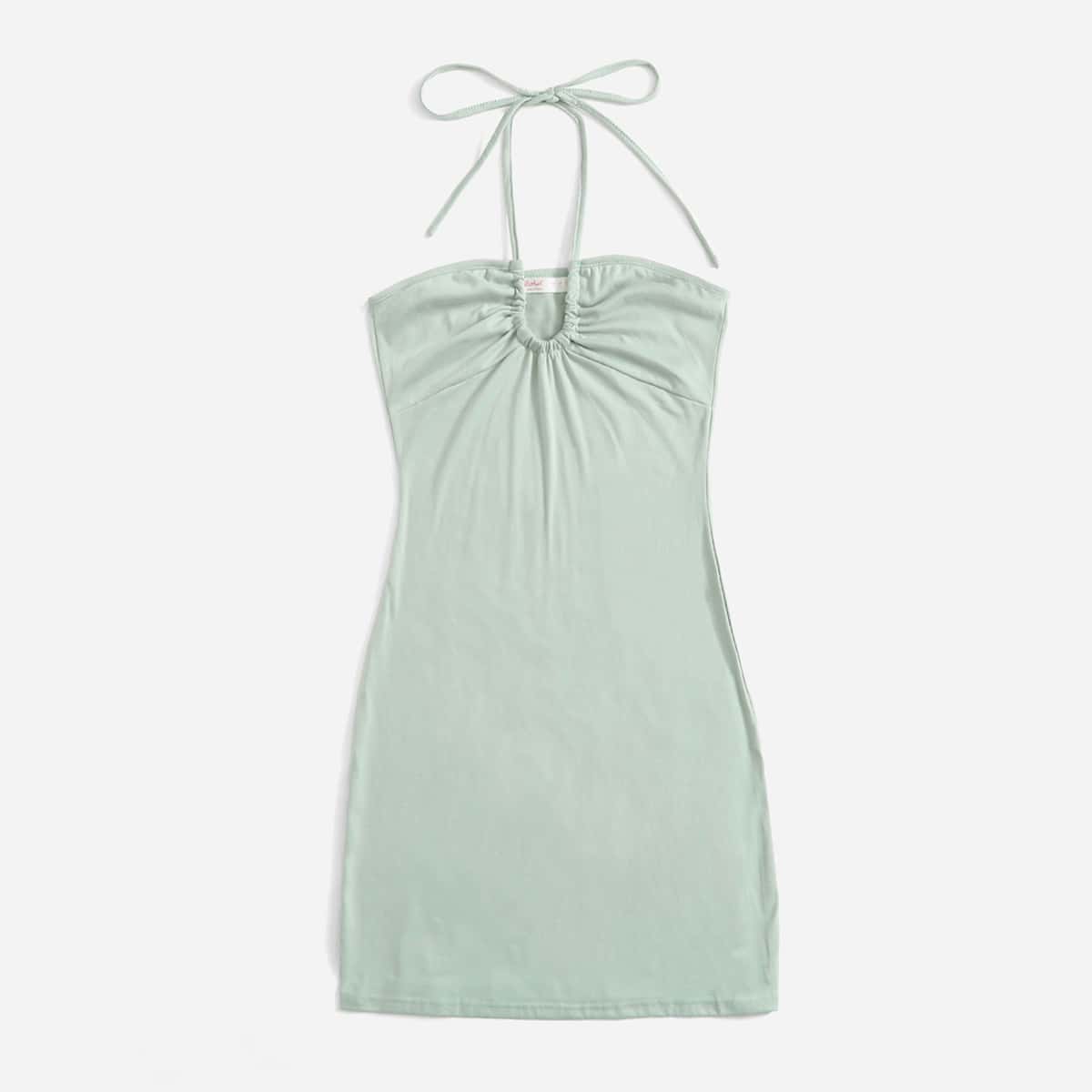 

Solid Halter Dress, Mint green