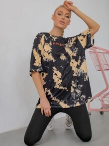 SHEIN Unity Tie Dye Honey Graphic Tee - Multicolor - View 1