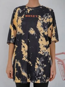 SHEIN Unity Tie Dye Honey Graphic Tee - Multicolor - View 3