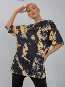 SHEIN Unity Tie Dye Honey Graphic Tee - Multicolor - View 4