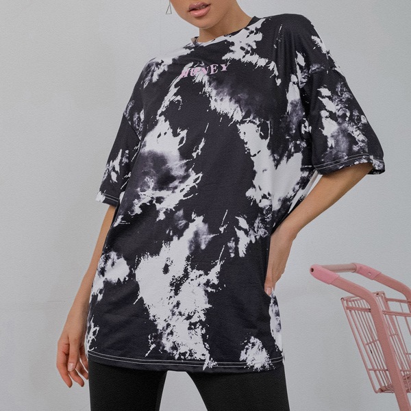 

Tie Dye Honey Graphic Tee, Black and white