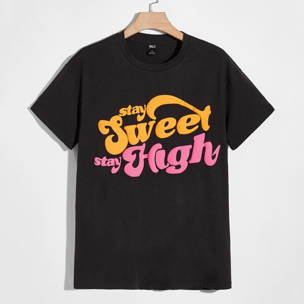 

Men Letter Graphic Tee, Black