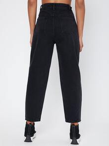 Jeans mom de cintura alta - Negro - Ver 6