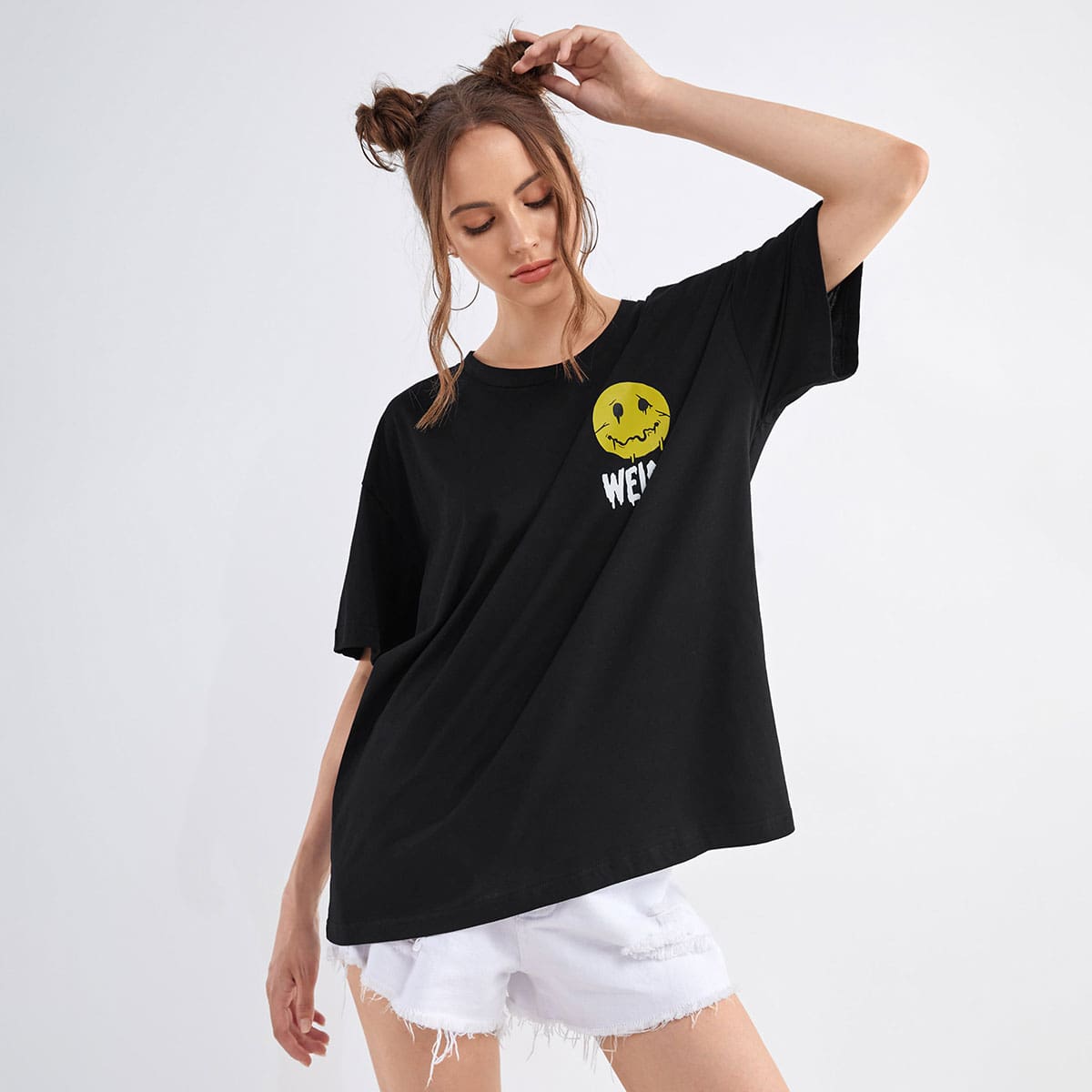

Skull Graphic Oversized Tee, Black