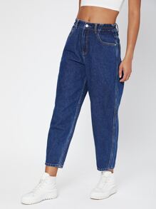 Jeans mom de cintura alta - Azul lavado oscuro - Ver 6