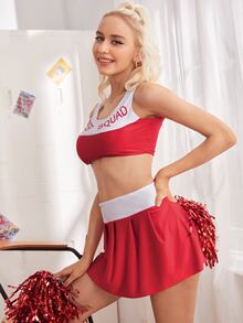Disfraz de animadora Conjunto con 2 piezas - Rojo - Ver 4