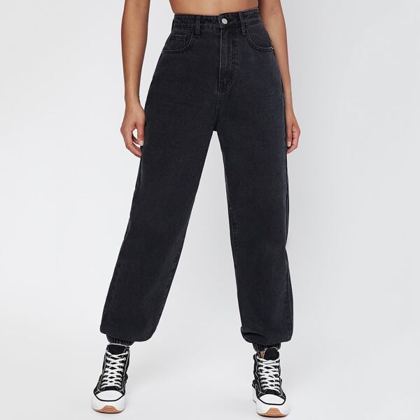 

High Waist Jogger Jeans, Black