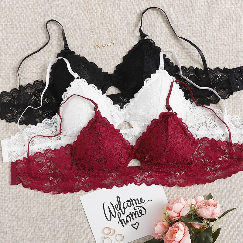 

3pack Floral Lace Bra Set, Multicolor