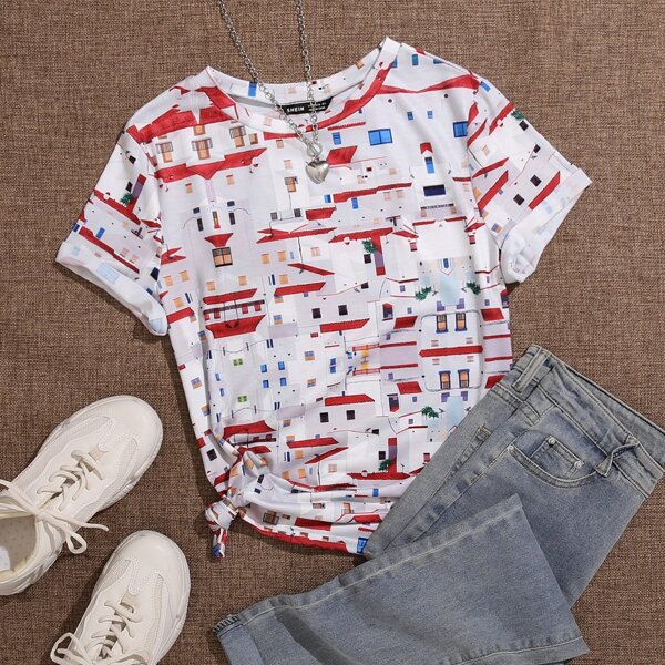 

Plus Allover Print Tee, Multicolor
