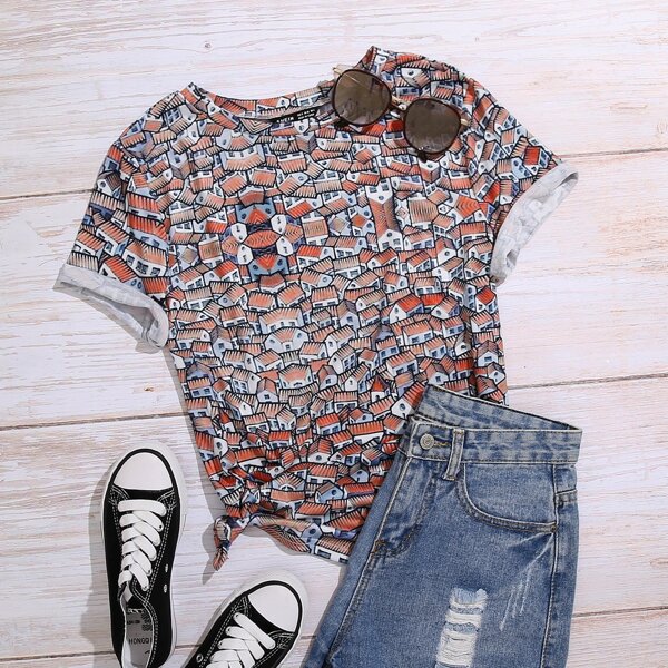 

Plus Allover Print Tee, Multicolor