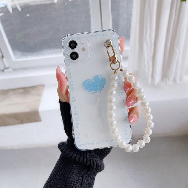 

Faux Pearl Hand Strap Clear Phone Case