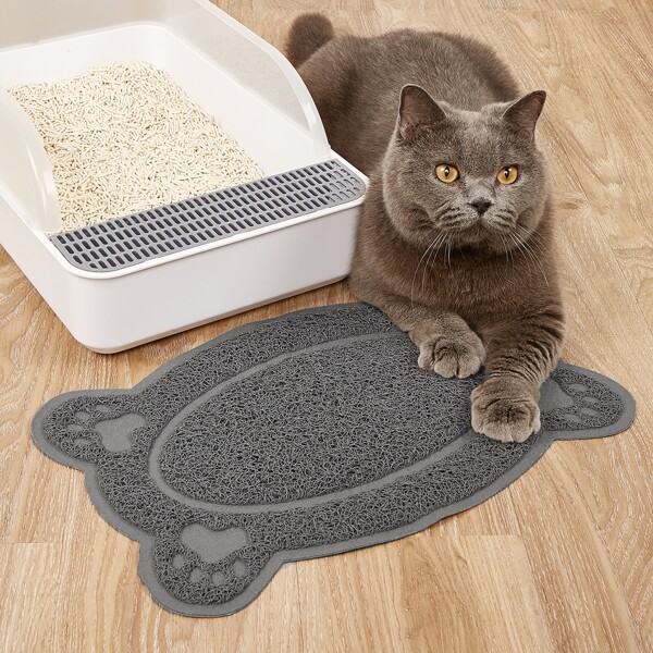 

Paw Pattern Cat Litter Mat, Grey