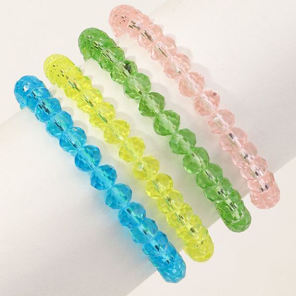 

4pcs Girls Beaded Bracelet, Multicolor