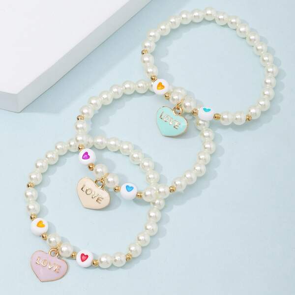 

3pcs Girls Beaded Bracelet, Multicolor