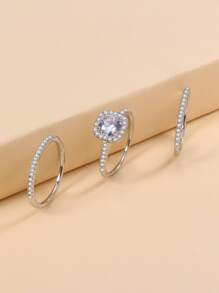 3pcs Rhinestone Decor Ring