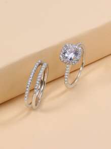 3pcs Rhinestone Decor Ring